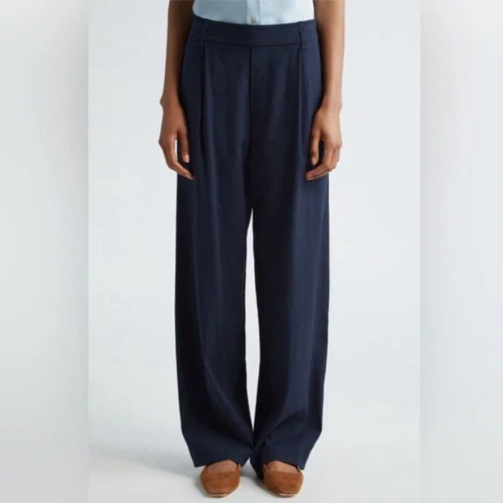 Vince Linen Blend Pull On Trouser Pant In Black Size Xl (16) $395 New